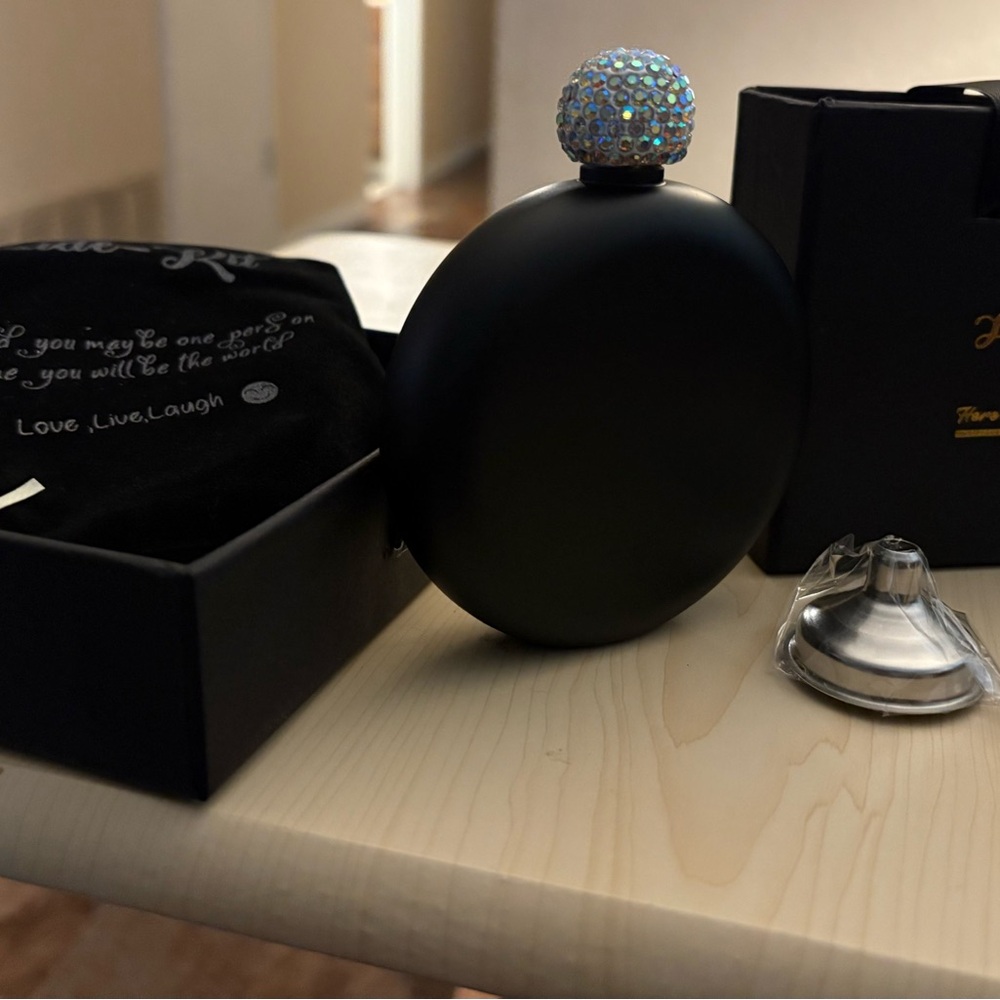 Black Perfume Bottle with Crystal Cap